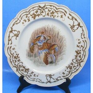 Mark Roberts Decorative Collectable Fowl Plate Hand Painted Raised Gold Trim
